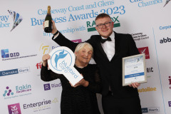 BEST YOUNG PERSON IN BUSINESS Award goes to Colum McMillan sponsored by Sue MacLaughlin of BLUEBIRD CARE COLERAINE at the Causeway Chamber of Commerce Awards 2023 ceremony in partnership with Randox Health held at the Lodge Hotel.     12 Chamber Awards 2023