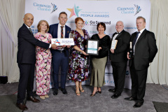 Team of the Year (over 10 employees) sponsored by Andras Hotel and presented by Rajesh Rana with the Winner – Northern Regional College at the Causeway Chamber of Commerce CC&G People Awards 2024 in partnership with Go Succeed (NI Business Support) held at the Lodge Hotel.     07 Chamber Awards Winners