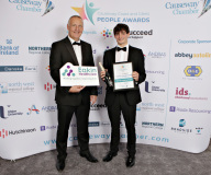 Graduate of the Year Highly Commended sponsored by Eakin Healthcare, and presented by Jeremy Eakin going to Ethan Hill of Troggs Surf School at the Causeway Chamber of Commerce CC&G People Awards 2024 in partnership with Go Succeed (NI Business Support) held at the Lodge Hotel.     12 Chamber Awards Winners