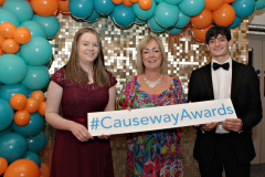 From the UU are Graduates Sarah O'Grady, Jackie Smyth and Ethan Hill at The Causeway Chamber of Commerce CC&G People Awards 2024 in partnership with Go Succeed (NI Business Support) held at the Lodge Hotel.