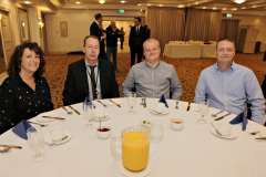 From the Dept for Communities Jobs and Benefits at the Lodge Hotel for the Causeway Chamber of Commerce Business Breakfast in association with Danske Bank are Claire Hodges, Victor Rutherford, Alan McConaghie and Tony Rooney.   06 Breafast Danske Bank