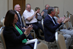 A warm round of applause for the Candidates at the end of the Causeway Chamber's Pre Party Election debate held in the Lodge Hotel.   24 Pre Party Election Debate 2022