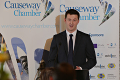 Mark Donnelly of Merrow Hotel and Spa speaking at the Causeway Chamber's President's Business Lunch.   36 Presidents Lunch