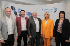 Staff of Terex, Ballymoney Mark McKay, Gary Thompson of Riada Resourcing, Stephen Black, Arlene McConaghie of Riada Resourcing and Shona Philips at the Causeway Chamber of Commerce Presidents Lunch held at the Lodge Hotel.      11 Presidents Lunch