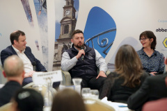 Mark McGillion of Triex speaking during the Q&A session at the Causeway Chamber of Commerce Presidents Lunch held at the Lodge Hotel.       41 Presidents Lunch