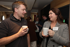 Mark Connolly of EventAV NI with Portia Woods of the Causeway Coast and Glens Heritage Trust at the official opening of the Riverside Hotel Coleraine.      10 Riverside Hotel Coleraine