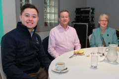 Kurt Wilson of Triex with Roger Dallas and Allison Wallace of Irwin Donaghey and Stockman Chartered Accountants attending the Causeway Chamber of Commerce's  conference on Skills, Scaling and Social Values held at the Marine Hotel In Ballycastle.