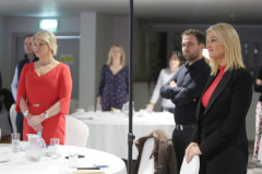 Dr Jonny Bloomfield Health and Performance Coach putting a test to the guests at the Causeway Chamber of Commerce's  conference on Skills, Scaling and Social Values held at the Marine Hotel In Ballycastle.