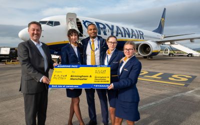 RYANAIR EXTENDS BIRMINGHAM ROUTE FOR WINTER 2024  & CELEBRATES OVER 5 MILLION PASSENGERS THROUGH CITY OF DERRY AIRPORT